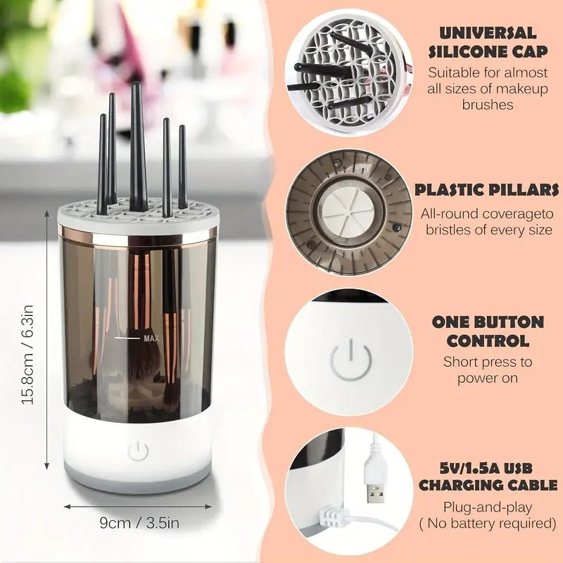 Electric makeup brush cleaner with automatic rotating