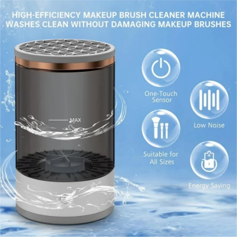Electric makeup brush cleaner with automatic rotating