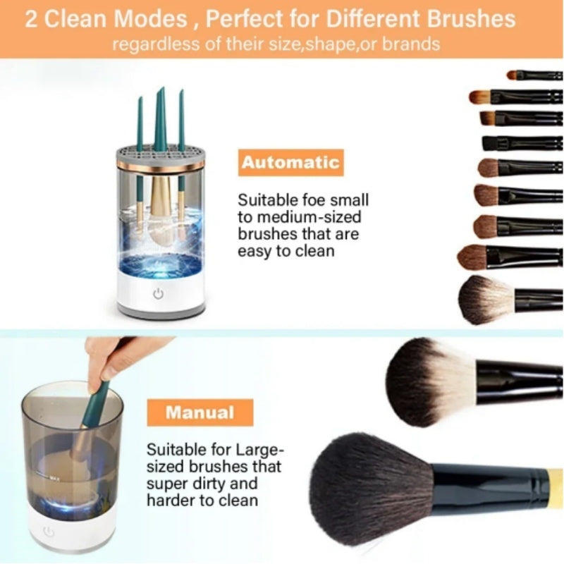Electric makeup brush cleaner with automatic rotating