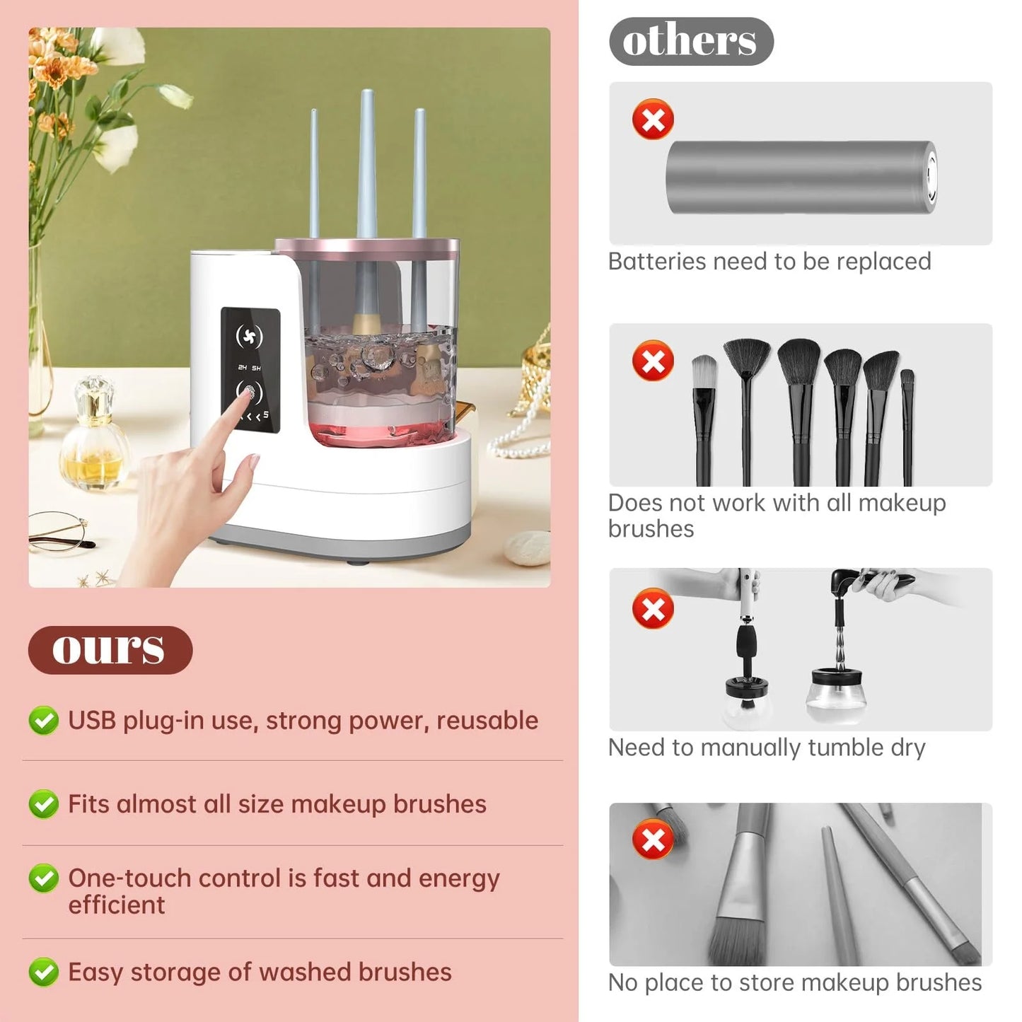 3 IN 1 Electric Makeup Brush Cleaner-Dryer Machine