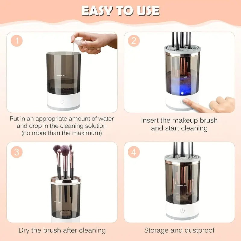 Electric makeup brush cleaner with automatic rotating