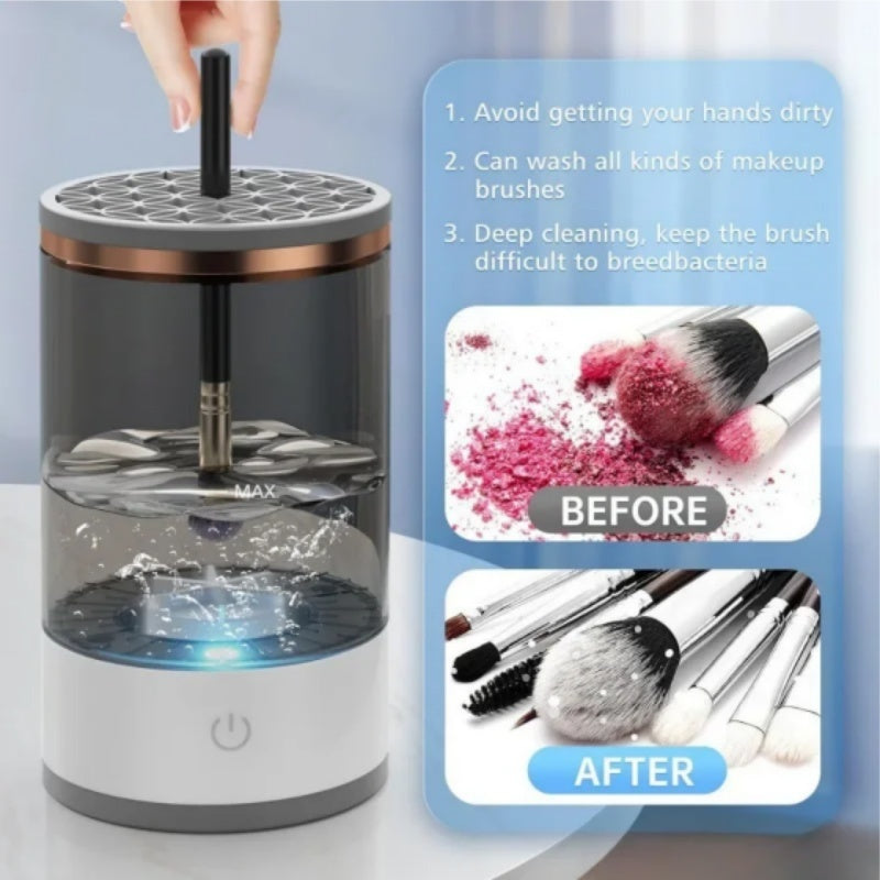 Electric makeup brush cleaner with automatic rotating