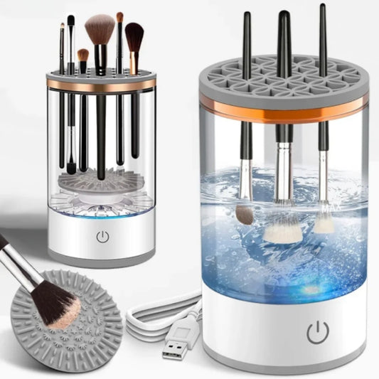 Electric makeup brush cleaner with automatic rotating